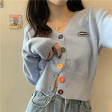 WOMEN SWEET V-NECK LONG-SLEEVED CARDIGAN SWEATER