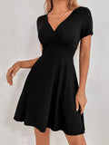 SEXY V-NECK RUFFLED DRESS
