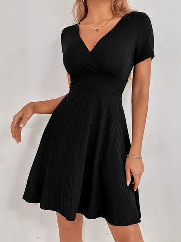 SEXY V-NECK RUFFLED DRESS
