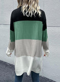 CARDIGAN LONG SLEEVE COLOR MATCHING SWEATER COAT