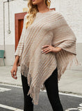 STRIPED CAPE FRINGED SHAWL