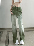 TIE-DYED GRADIENT SPLIT HIGH WAIST JEANS
