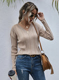 TWISTED PULLOVER LONG SLEEVE KNITTED BOTTOMING SHIRT