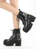 CHAIN ROUND-HEADED SPONGE CAKE THICK-SOLED BOOTS