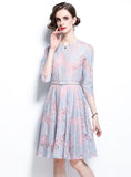 3/4 SLEEVES LACE SLIM DRESS