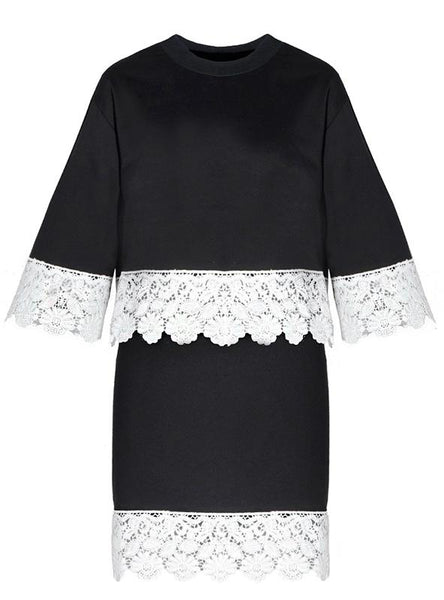 HIGH WAIST LACE PATCHWORK CASUAL SLIM PENCIL DRESS – Ncocon