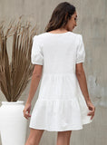 LOOSE A-LINE BUBBLE SLEEVE DRESS