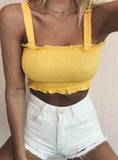 WOMEN BOW TIE STRAP RUCHED TANK TOP