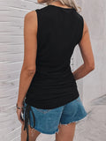 SLEEVELESS ROUND NECK SINGLE-BREASTED T SHIRT