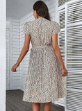LEOPARD PRINT PLEATED DRESS
