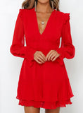 SEXY V NECK RUFFLE MINI PARTY DRESSES