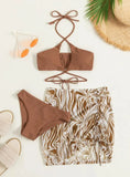 WOMEN PRINTED THREE PIECE BIKINI