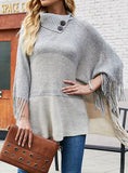 FRINGE KNITTED SWEATER CAPE SHAWL