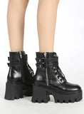 ROUND HEAD MOTORCYCLE SIDE ZIPPER MARTIN BOOTS