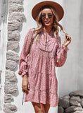 LONG SLEEVE FLORAL CASUAL DRESS