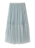 HIGH WAIST STITCHING PLEATED GAUZE SKIRT