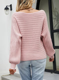 SOLID COLOR LANTERN SLEEVE PULLOVER SWEATER