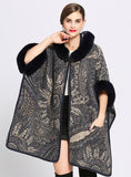WOMAN LOOSE HOODED KNITTED CARDIGAN SHAWL CAPE