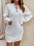 DRAWSTRING LONG PULLOVER SWEATER