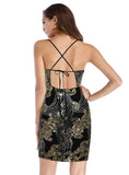 SEXY SLEEVELESS V-NECK SEQUINED DRESS