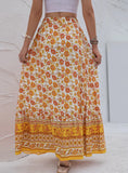 HIGH WAIST PRINT BUTTON-DOWN SPLIT SKIRT