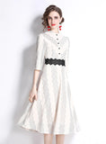 LACE SHORT SLEEVE EMBROIDERED DRESS