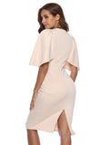 ROUND NECK RUFFLED SLEEVES DRESS