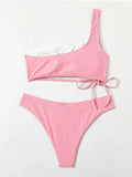 ONE-SHOULDER PINK SEXY BIKINI