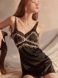 LACE SATIN STITCHING SUSPENDER SKIRT