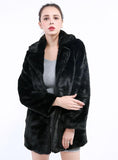 Women Fur Coat Imitation Mink Fur Long Sleeve Medium