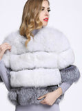 Women Faux Fox Fur Short Half Sleeve Coat Female