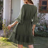 Simple White Hollow Flared Sleeves Mini Dress