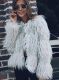 Long Sleeve Beach Wool Faux Fur Coat Cotton Wool Coat