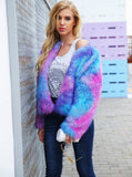 Color Mixing Short Coat Long Sleeve Coat 