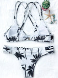 Palm Trees Printed Strappy Bikini