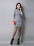 Knitted Cashmer Thick Sweater Dress Warm Women Cotton Straight Dress 