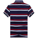 Turn-down Collar Short Sleeve Business Polo Shirt Mens Striped Printed Casual Tops 