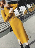 Lurex Bodycon Dresses With Belt Skinny Knitted Dress