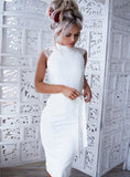 White Knee-Length Bodycon Slim Elegant Club Casual Dress