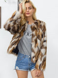 Women Fur Like Coat Women'S Mixed-Color Coat