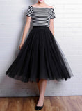 Vintage Skirts Womens Elastic High Waist Tulle Mesh Skirt