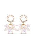  AAA Zircon Circle with Colorful Austria Crystal Beads 18K Gold Plated Ear Studs, Micro Pave
