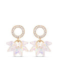  AAA Zircon Circle with Colorful Austria Crystal Beads 18K Gold Plated Ear Studs, Micro Pave