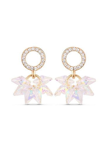  AAA Zircon Circle with Colorful Austria Crystal Beads 18K Gold Plated Ear Studs, Micro Pave