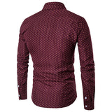 Cotton Printing Long Sleeve Plus Size Shirt for Men Bussiness Casual Solid Color 