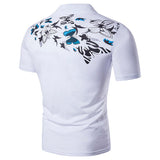 Short Sleeve Turn-down Collar Casual Polo Shirts Mens Summer Butterfly Printed 