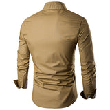Designer Shirts for Men Fashion Patchwork Slim Band Collar 