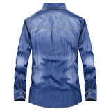 Denim Cargo Shirts for Men Casual Outdoor Soft Chest Pockets Loose 