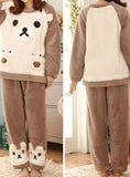 LONG SLEEVE FEMALE CARTOON BEAR ANIMAL PANTS SET