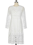 Hollow Out Elegant White Lace Elegant Party Dress 
